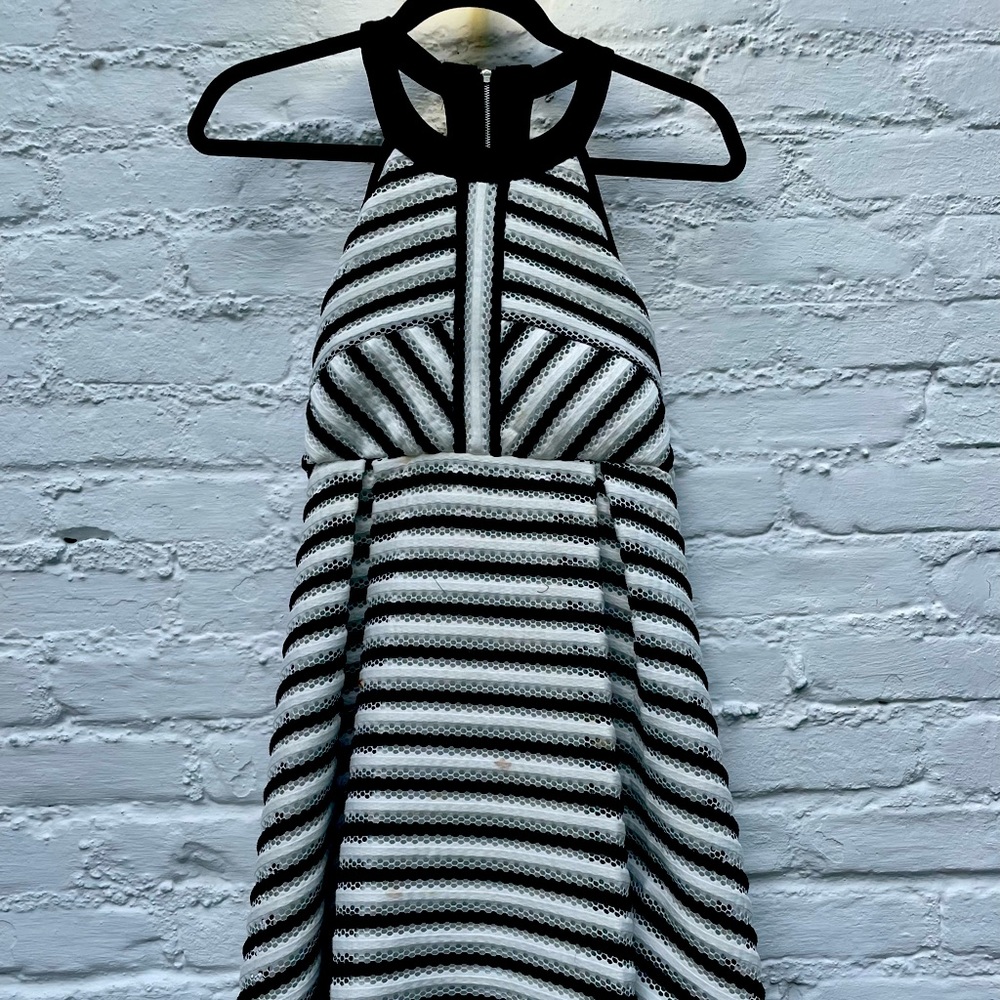 Girls black and white halterneck dress